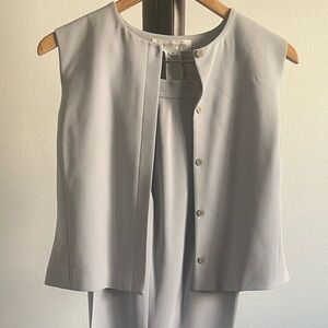 Jones New York- Light Gray Vintage Cropped Vest Pant Suit